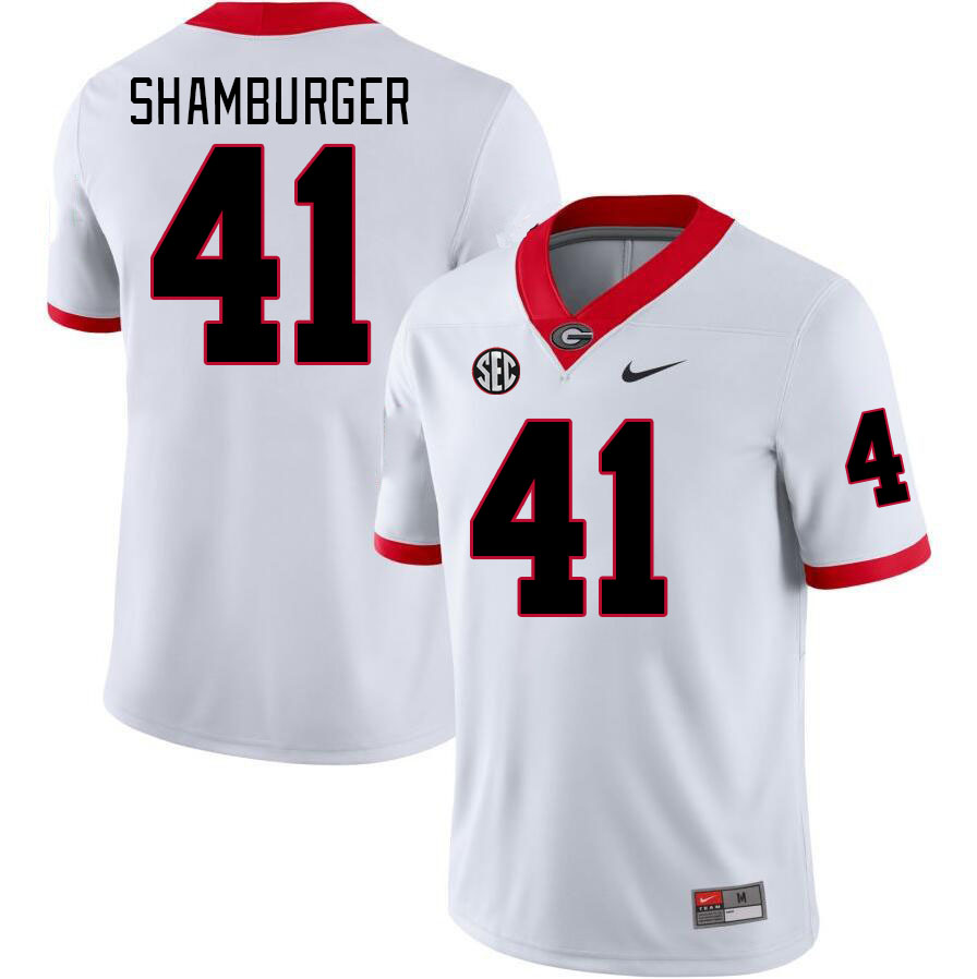 Georgia Bulldogs #41 Denton Shamburger College Football Jerseys Stitched-White
